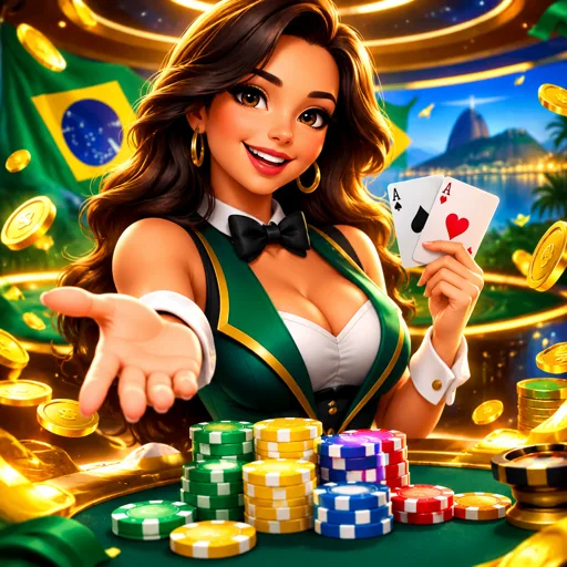 Crupiê distribuindo cartas em mesa de cassino ao vivo